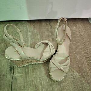 Aldo Cream Wedge Shoes with Ankle Straps